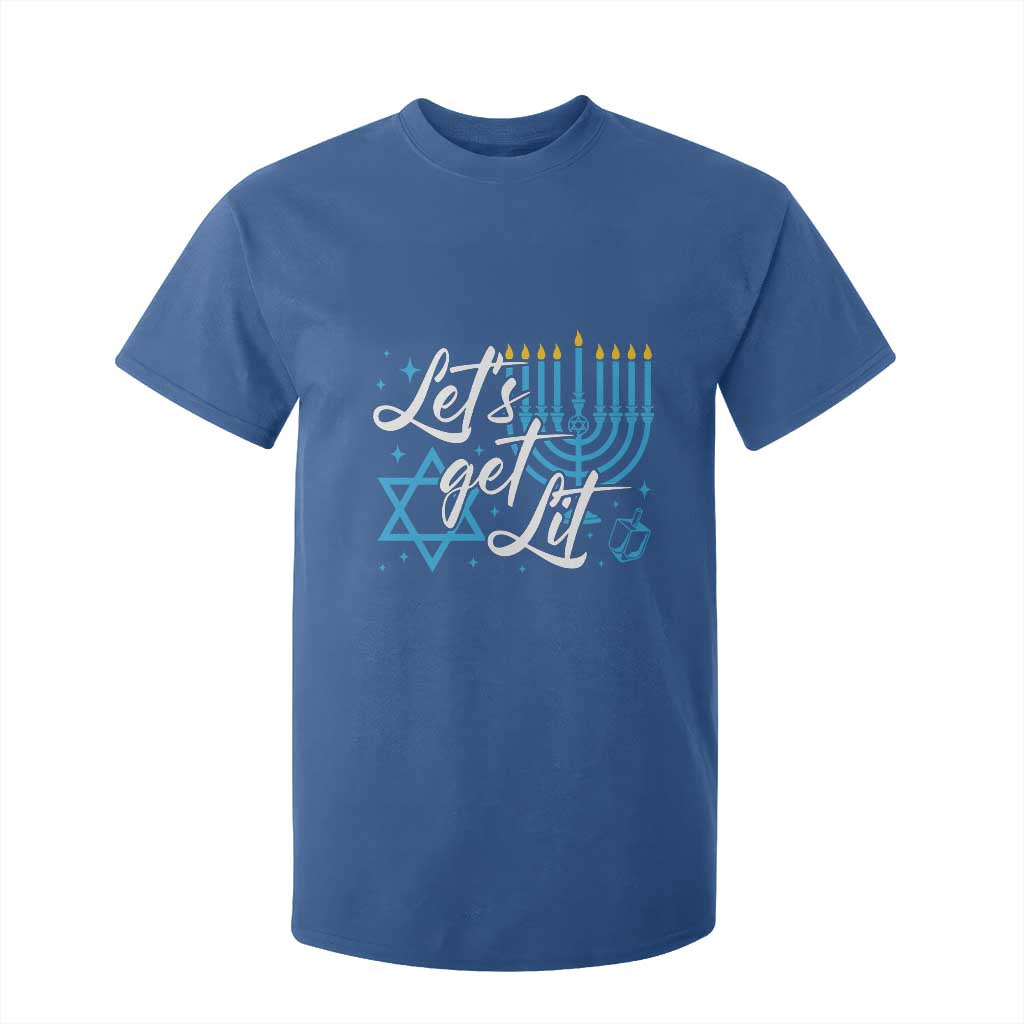 Funny Hanukkah T Shirt For Kid Let's Get Lit Menorah David Star TS11 Royal Blue Print Your Wear
