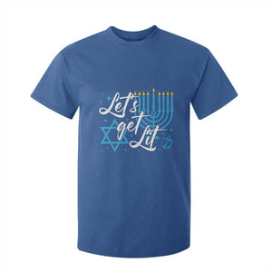 Funny Hanukkah T Shirt For Kid Let's Get Lit Menorah David Star TS11 Royal Blue Print Your Wear