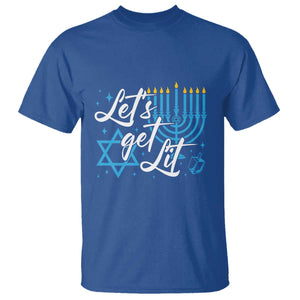 Funny Hanukkah T Shirt Let's Get Lit Menorah David Star TS11 Royal Blue Print Your Wear