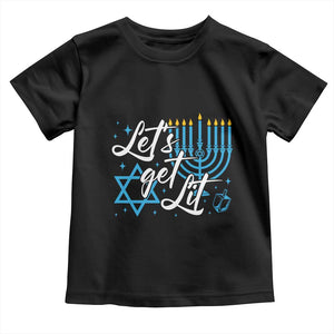 Funny Hanukkah Toddler T Shirt Let's Get Lit Menorah David Star TS11 Black Print Your Wear