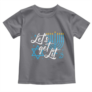Funny Hanukkah Toddler T Shirt Let's Get Lit Menorah David Star TS11 Charcoal Print Your Wear