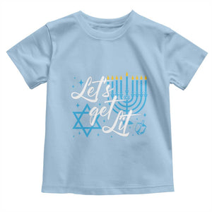 Funny Hanukkah Toddler T Shirt Let's Get Lit Menorah David Star TS11 Light Blue Print Your Wear
