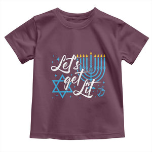 Funny Hanukkah Toddler T Shirt Let's Get Lit Menorah David Star TS11 Maroon Print Your Wear