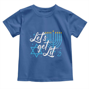Funny Hanukkah Toddler T Shirt Let's Get Lit Menorah David Star TS11 Royal Blue Print Your Wear