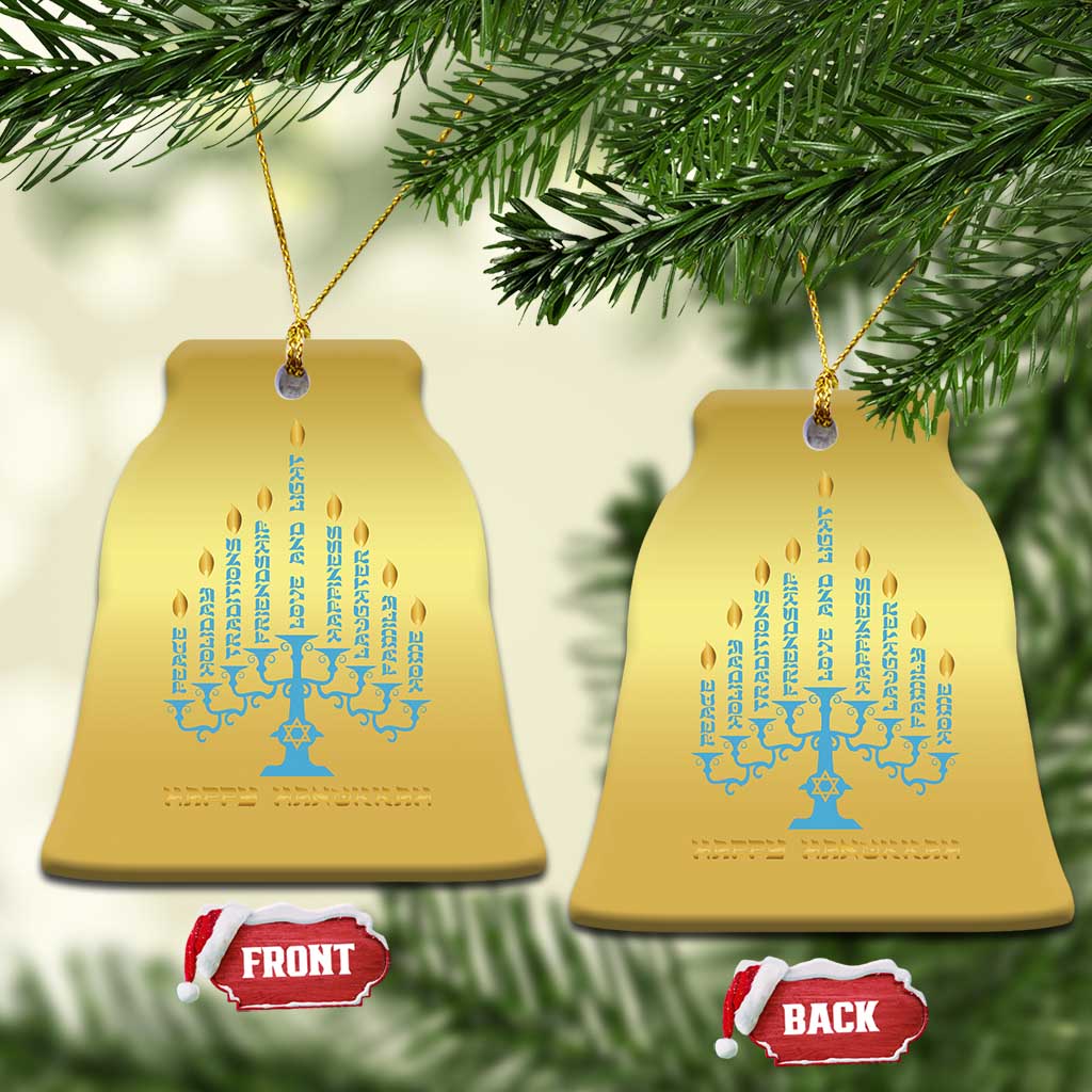 Happy Hanukkah Menorah Chanukah Jewish Holiday Christmas Ornament TS11 Bell Flake Gold Print Your Wear