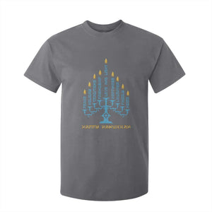 Happy Hanukkah Menorah Chanukah Jewish Holiday T Shirt For Kid TS11 Charcoal Print Your Wear
