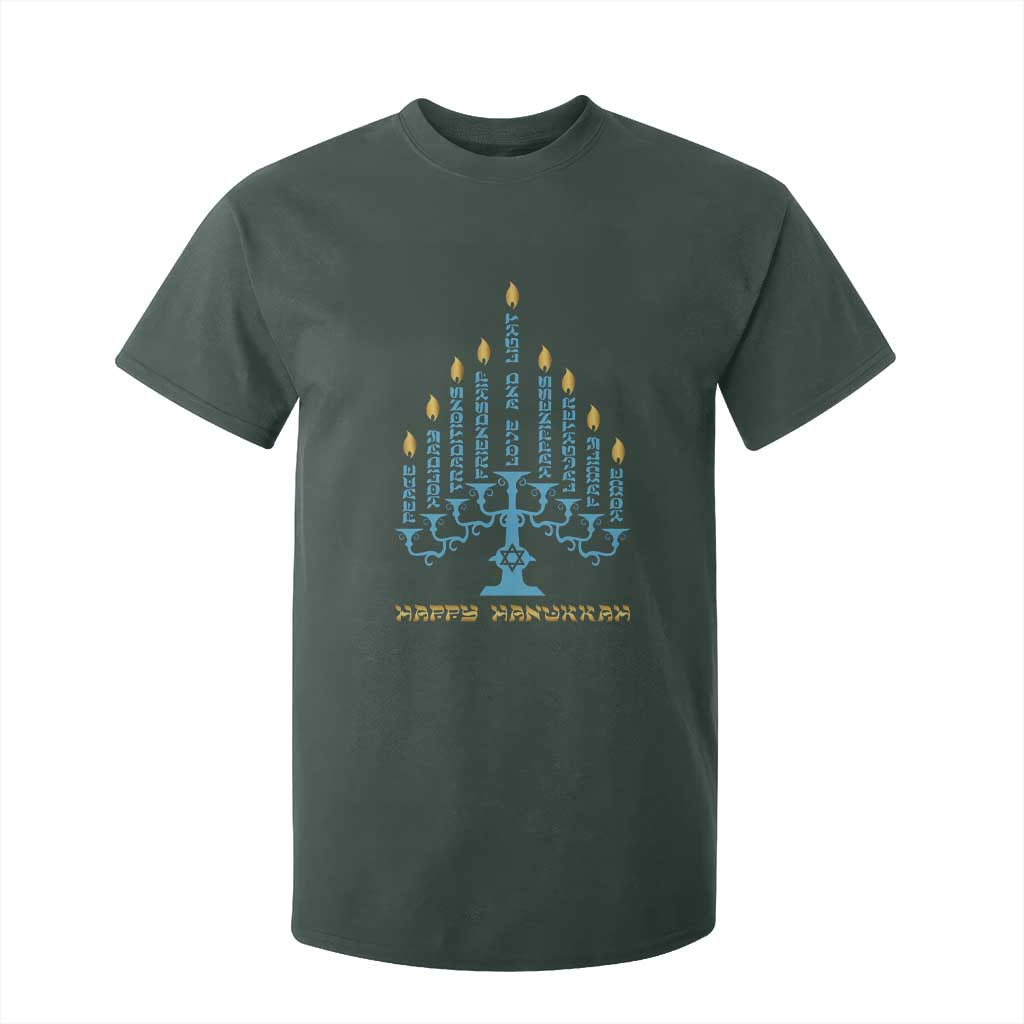 Happy Hanukkah Menorah Chanukah Jewish Holiday T Shirt For Kid TS11 Dark Forest Green Print Your Wear
