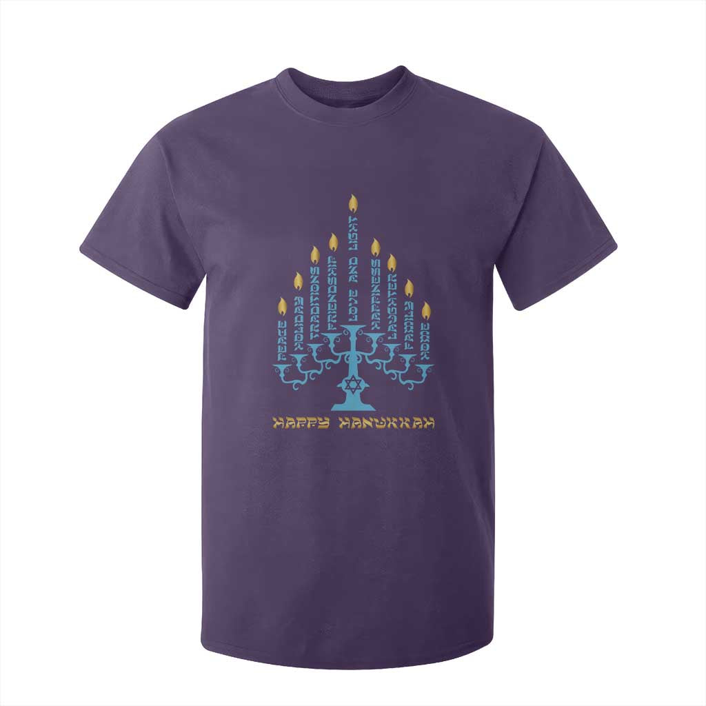 Happy Hanukkah Menorah Chanukah Jewish Holiday T Shirt For Kid TS11 Purple Print Your Wear