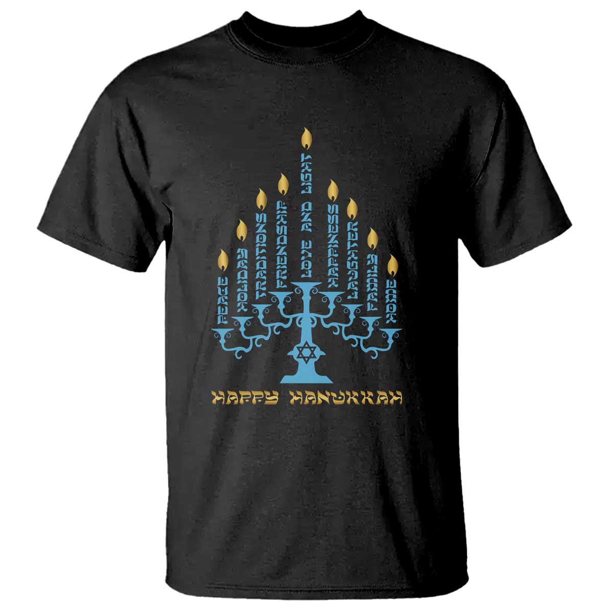 Happy Hanukkah Menorah Chanukah Jewish Holiday T Shirt TS11 Black Print Your Wear