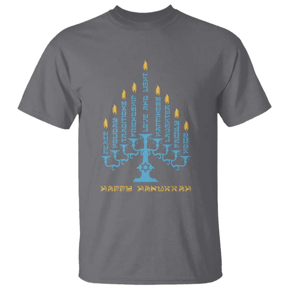 Happy Hanukkah Menorah Chanukah Jewish Holiday T Shirt TS11 Charcoal Print Your Wear
