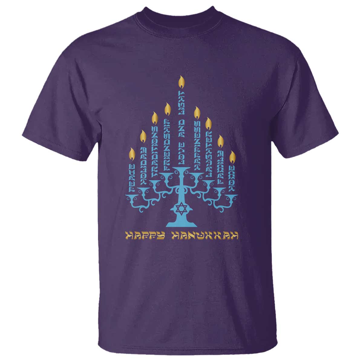 Happy Hanukkah Menorah Chanukah Jewish Holiday T Shirt TS11 Purple Print Your Wear