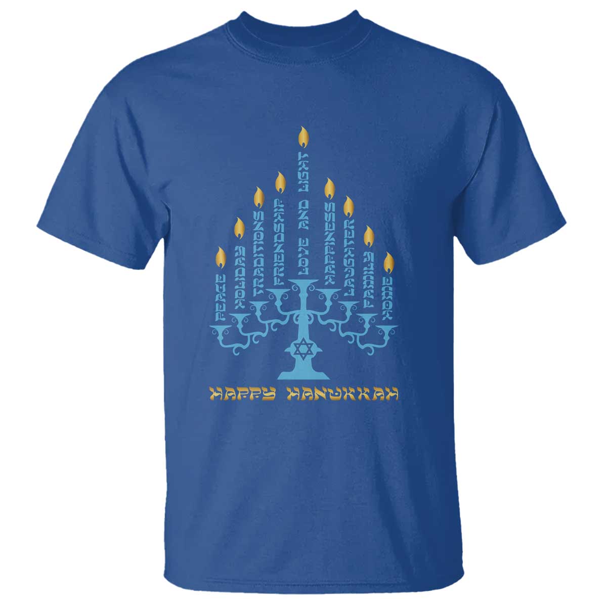 Happy Hanukkah Menorah Chanukah Jewish Holiday T Shirt TS11 Royal Blue Print Your Wear