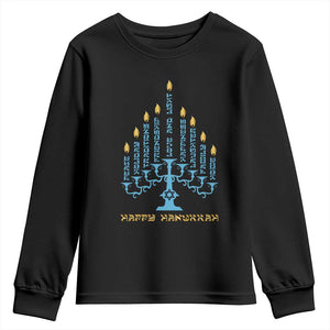 Happy Hanukkah Menorah Chanukah Jewish Holiday Youth Sweatshirt TS11 Black Print Your Wear