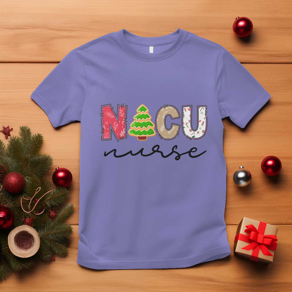 Funny NICU Labor Delivery Nurse Christmas Christmas Tree T Shirt TS11 Violet Print Your Wear