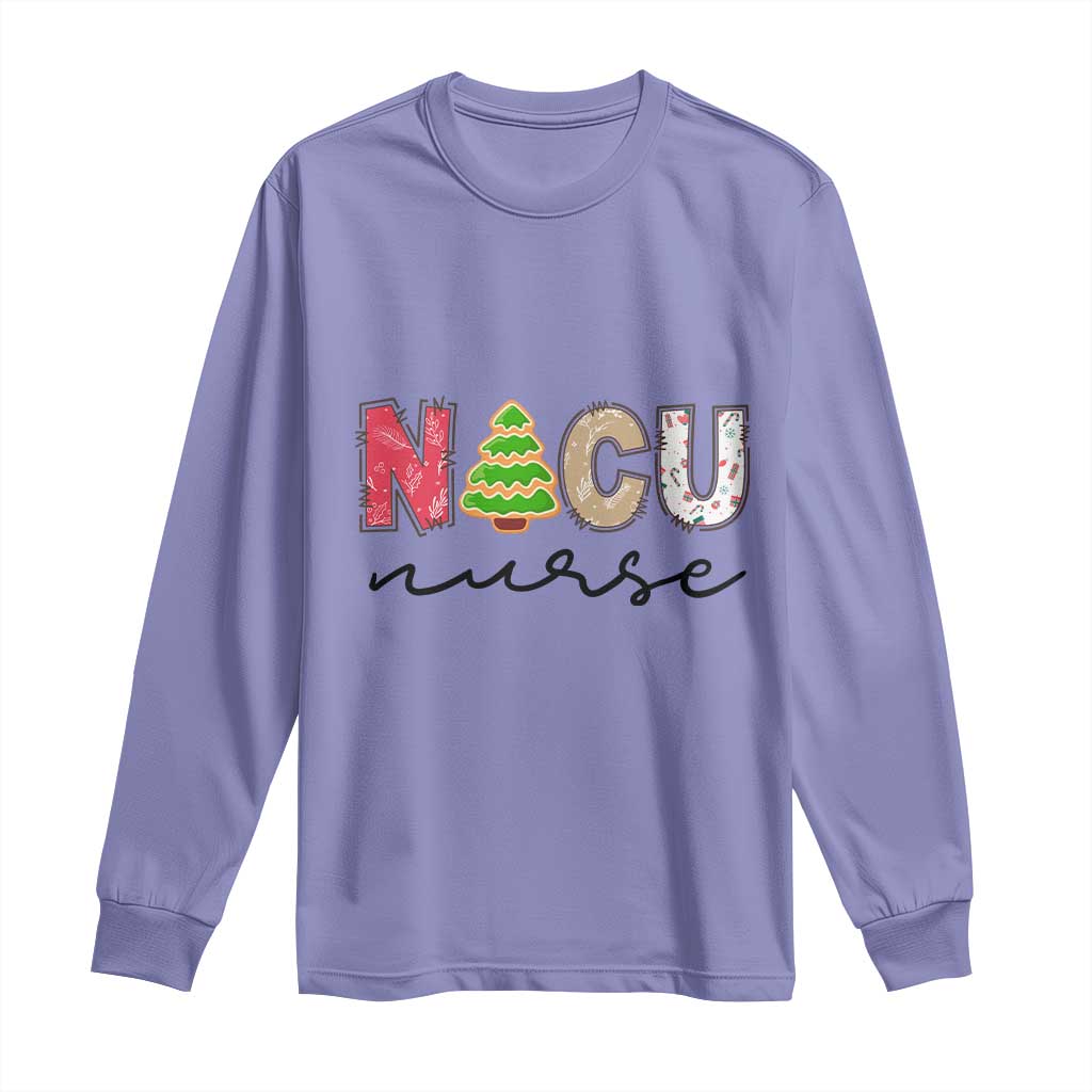 Funny NICU Labor Delivery Nurse Christmas Christmas Tree Long Sleeve Shirt TS11 Violet Print Your Wear