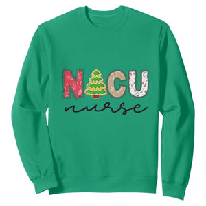 Funny NICU Labor Delivery Nurse Christmas Christmas Tree Sweatshirt TS11 Irish Green Print Your Wear