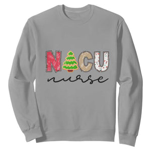 Funny NICU Labor Delivery Nurse Christmas Christmas Tree Sweatshirt TS11 Sport Gray Print Your Wear
