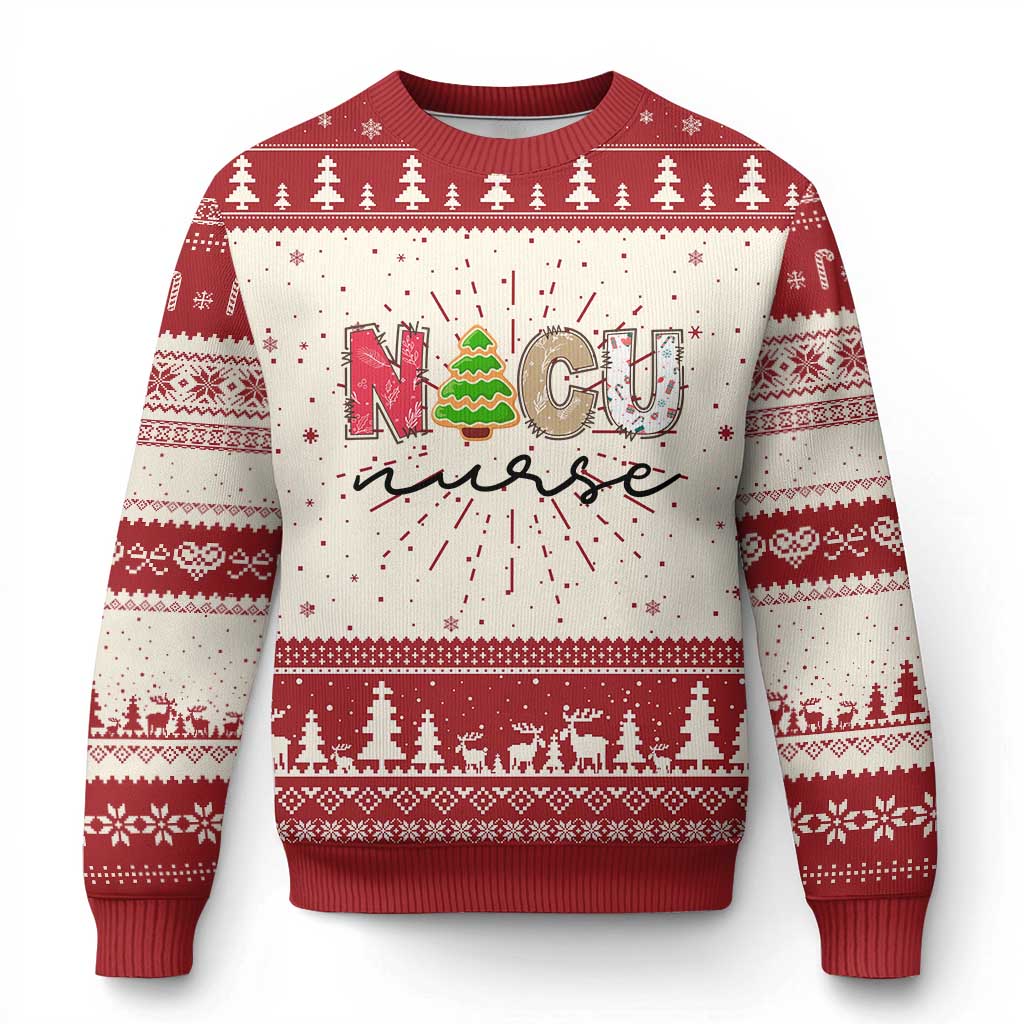 Funny NICU Labor Delivery Nurse Xmas Tree Ugly Christmas Sweater TS11 Red Print Your Wear