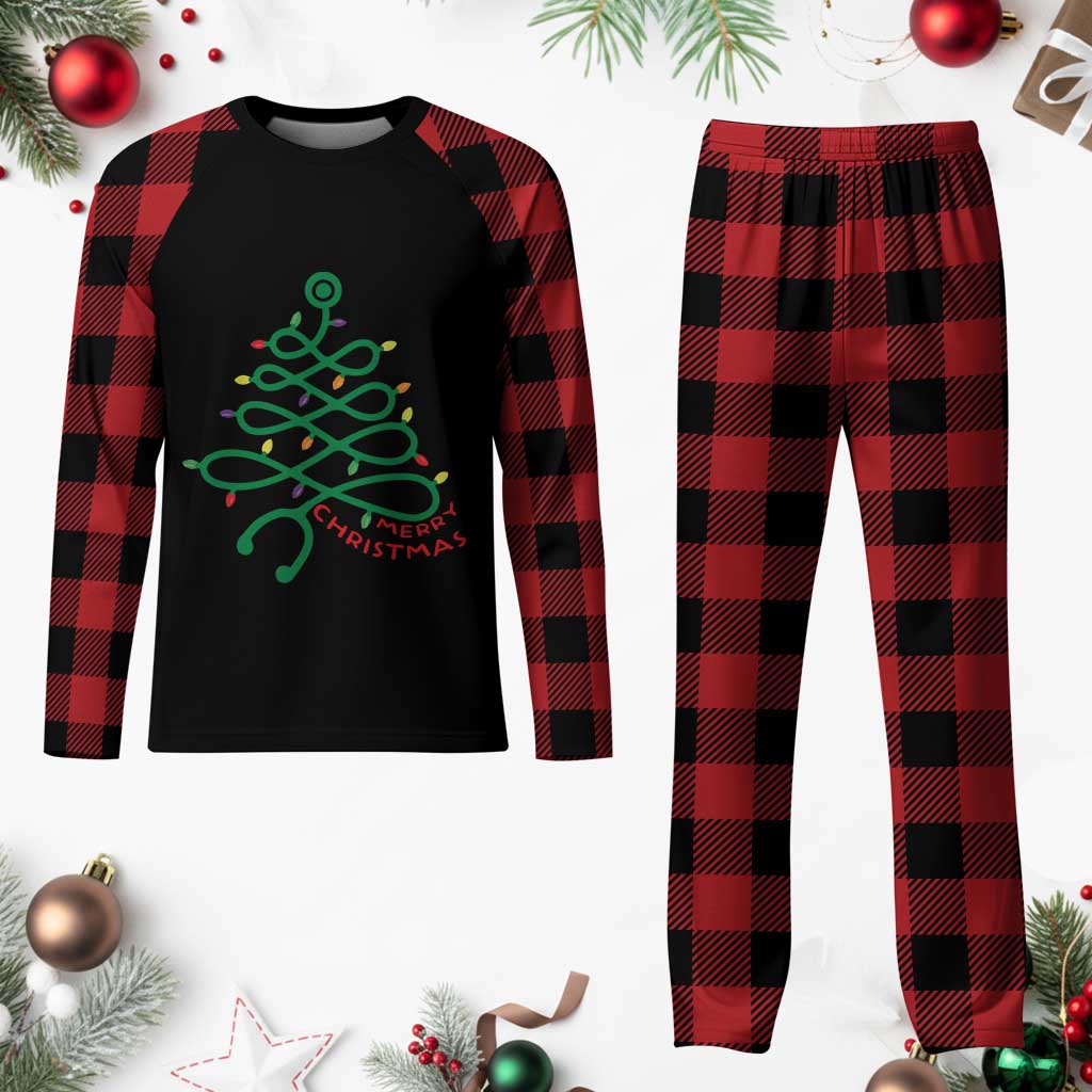 Funny Merry Xmas Nurse Plaid Pajama Set Stethoscope Xmas Tree TS11 Buffalo Plaid Print Your Wear