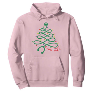 Funny Merry Christmas Nurse Hoodie Stethoscope Xmas Tree TS11 Light Pink Print Your Wear