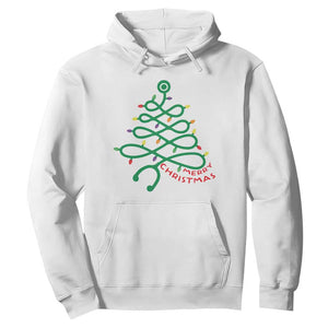 Funny Merry Christmas Nurse Hoodie Stethoscope Xmas Tree TS11 White Print Your Wear