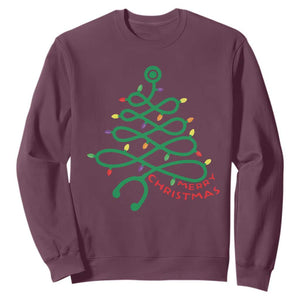 Funny Merry Christmas Nurse Sweatshirt Stethoscope Xmas Tree TS11 Maroon Print Your Wear