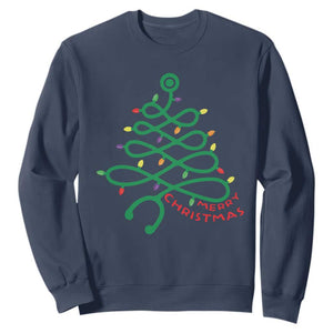 Funny Merry Christmas Nurse Sweatshirt Stethoscope Xmas Tree TS11 Navy Print Your Wear