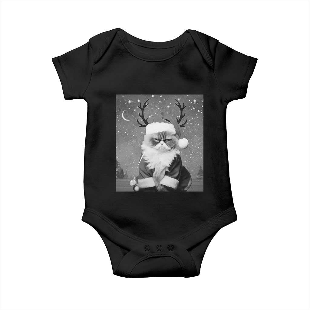 Funny Christmas Santa Grumpy Cat Baby Onesie TS11 Black Print Your Wear
