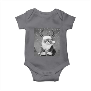 Funny Christmas Santa Grumpy Cat Baby Onesie TS11 Charcoal Print Your Wear