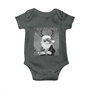 Funny Christmas Santa Grumpy Cat Baby Onesie TS11 Dark Heather Print Your Wear