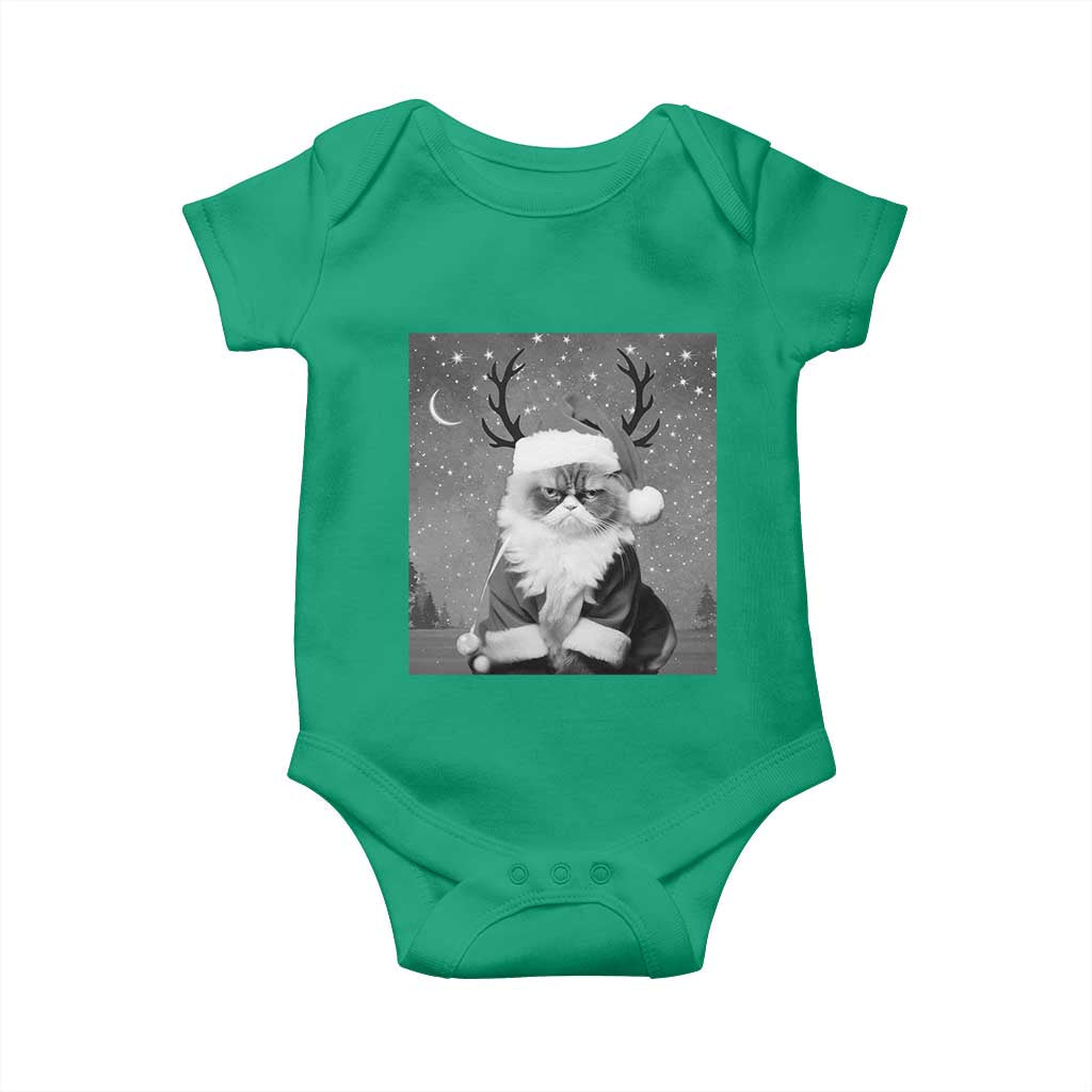 Funny Christmas Santa Grumpy Cat Baby Onesie TS11 Irish Green Print Your Wear