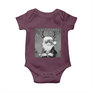 Funny Christmas Santa Grumpy Cat Baby Onesie TS11 Maroon Print Your Wear