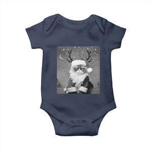 Funny Christmas Santa Grumpy Cat Baby Onesie TS11 Navy Print Your Wear