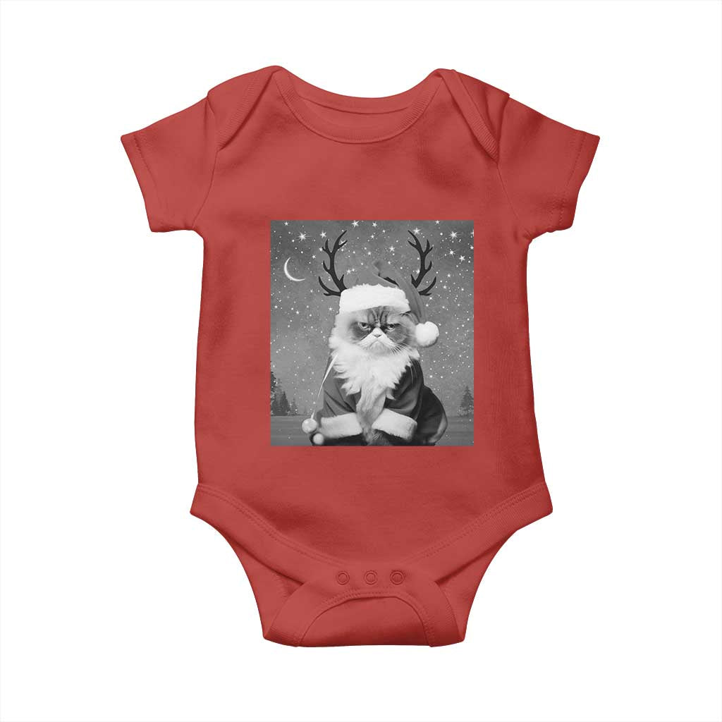 Funny Christmas Santa Grumpy Cat Baby Onesie TS11 Red Print Your Wear