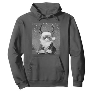 Funny Christmas Santa Grumpy Cat Hoodie TS11 Dark Heather Print Your Wear