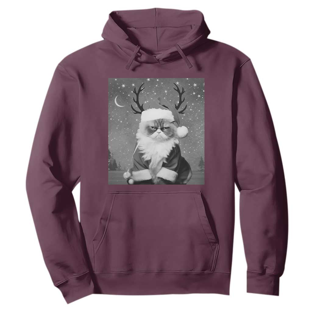 Funny Christmas Santa Grumpy Cat Hoodie TS11 Maroon Print Your Wear