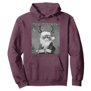 Funny Christmas Santa Grumpy Cat Hoodie TS11 Maroon Print Your Wear