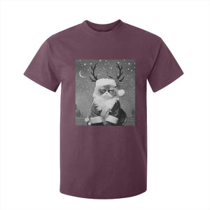 Funny Christmas Santa Grumpy Cat T Shirt For Kid TS11 Maroon Print Your Wear