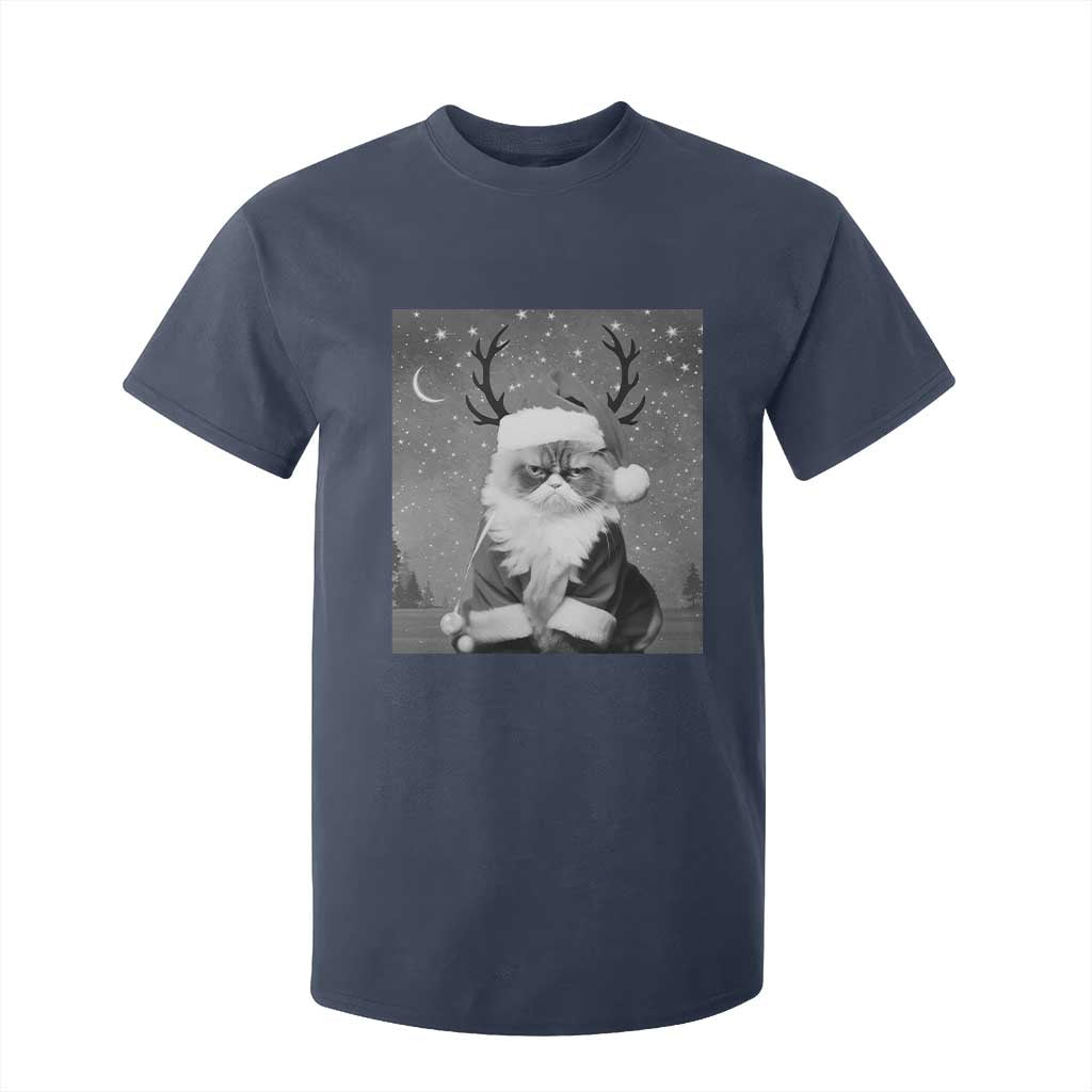 Funny Christmas Santa Grumpy Cat T Shirt For Kid TS11 Navy Print Your Wear
