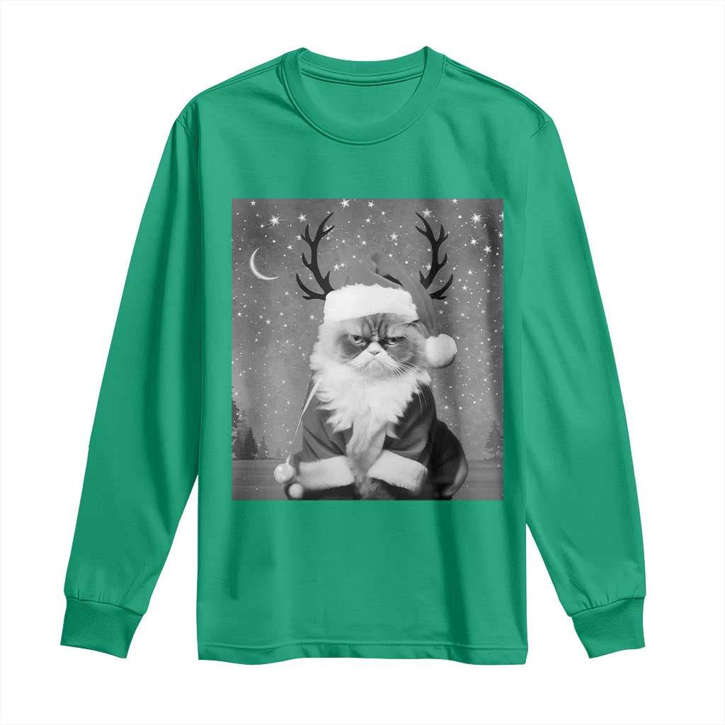 Funny Christmas Santa Grumpy Cat Long Sleeve Shirt TS11 Irish Green Print Your Wear