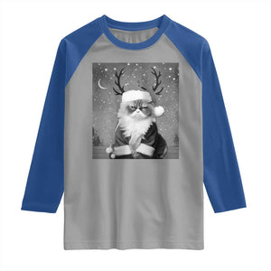 Funny Christmas Santa Grumpy Cat Raglan Shirt TS11 Sport Gray Royal Print Your Wear