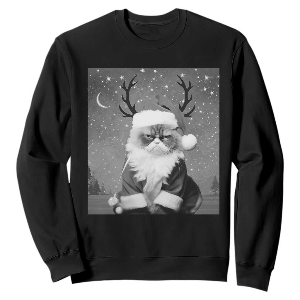 Funny Christmas Santa Grumpy Cat Sweatshirt TS11 Black Print Your Wear