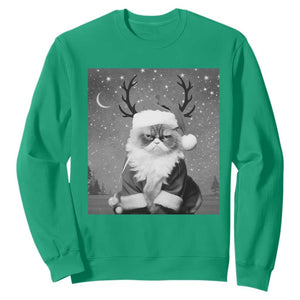 Funny Christmas Santa Grumpy Cat Sweatshirt TS11 Irish Green Print Your Wear