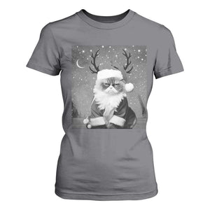 Funny Christmas Santa Grumpy Cat T Shirt For Women TS11 Charcoal Print Your Wear