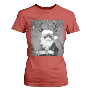 Funny Christmas Santa Grumpy Cat T Shirt For Women TS11 Red Print Your Wear