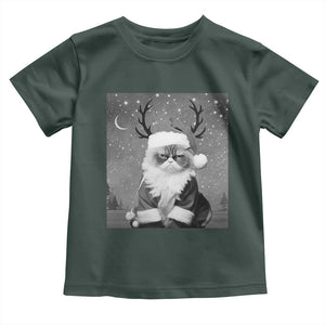 Funny Christmas Santa Grumpy Cat Toddler T Shirt TS11 Dark Forest Green Print Your Wear