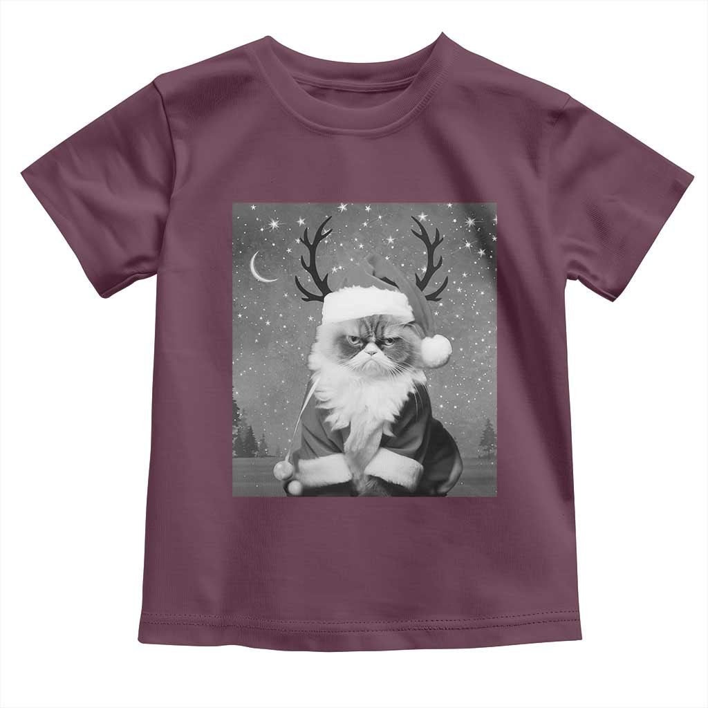 Funny Christmas Santa Grumpy Cat Toddler T Shirt TS11 Maroon Print Your Wear