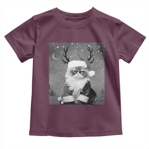 Funny Christmas Santa Grumpy Cat Toddler T Shirt TS11 Maroon Print Your Wear