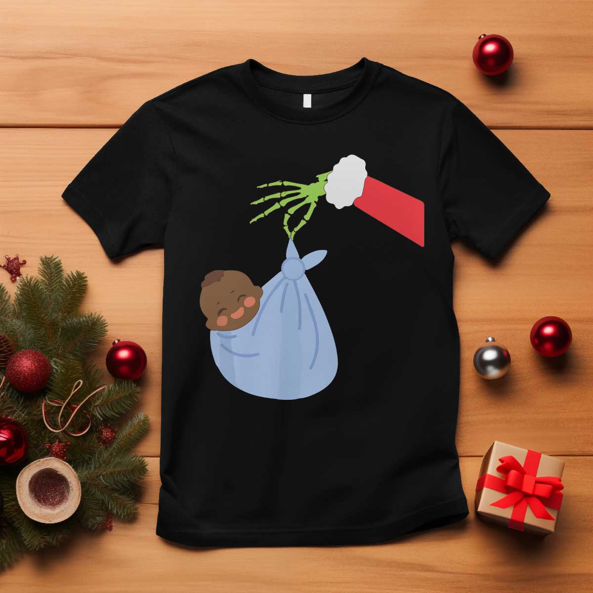 Funny NICU Labor Delivery Nurse Christmas Santa Black Baby T Shirt TS11 Black Print Your Wear