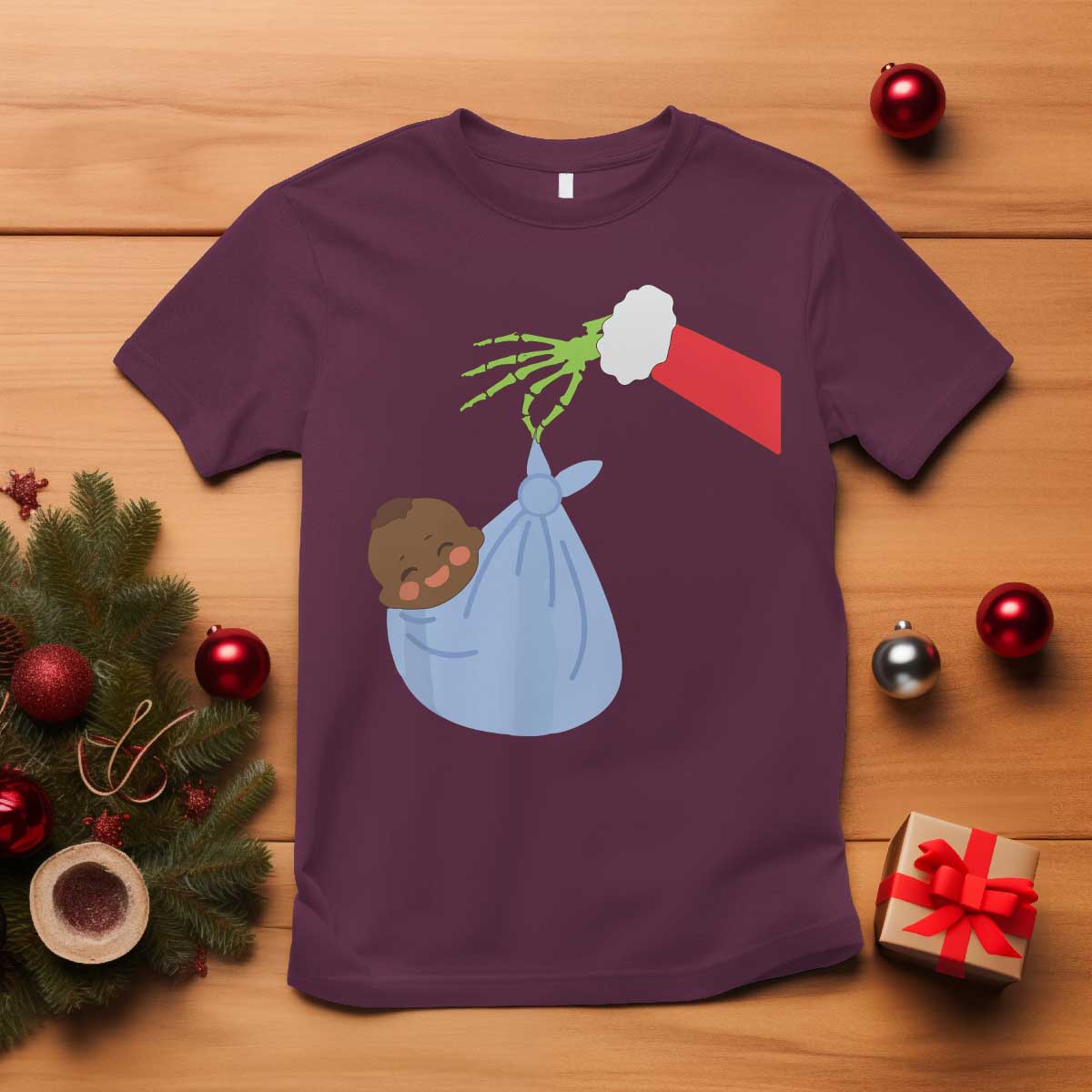 Funny NICU Labor Delivery Nurse Christmas Santa Black Baby T Shirt TS11 Maroon Print Your Wear